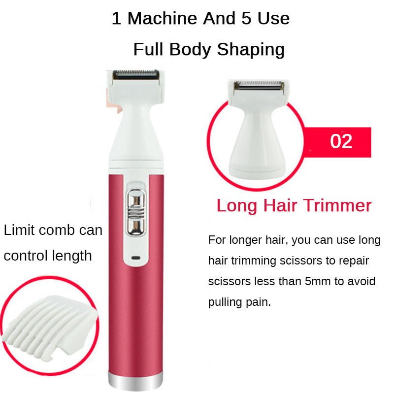 Women's Five-in-One Private Hair Trimmer Shaver Electric Epilator