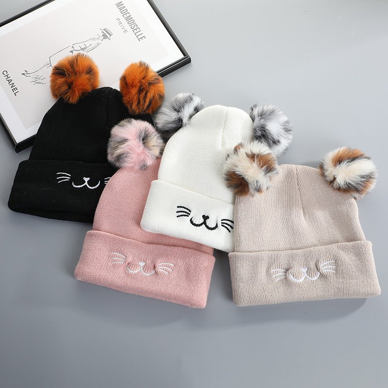 Windproof Knitted Cute Winter Caps for Women