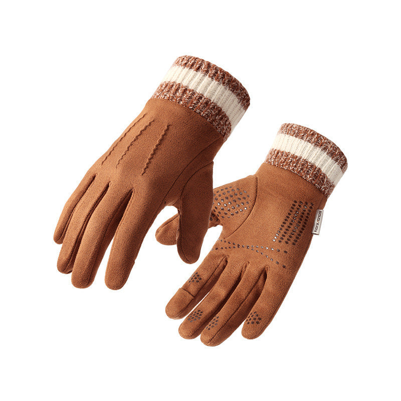 Winter Outdoor Anti Slip inside Wool Suede Made Winter Gloves