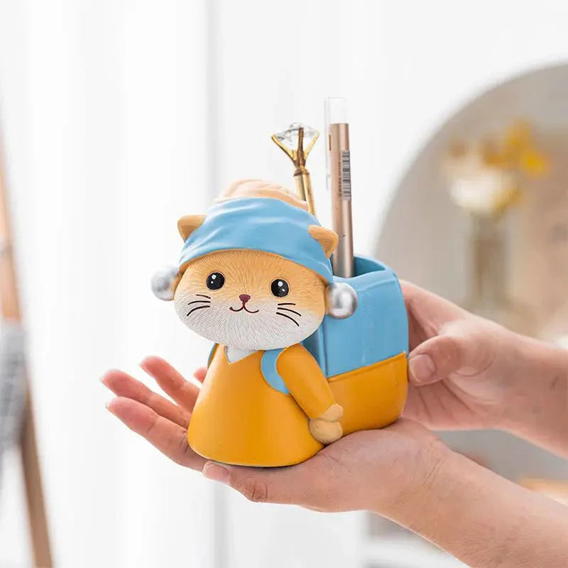 Cute Cat Pen Holder Simple and Modern Student Study Storage Box For Gifts