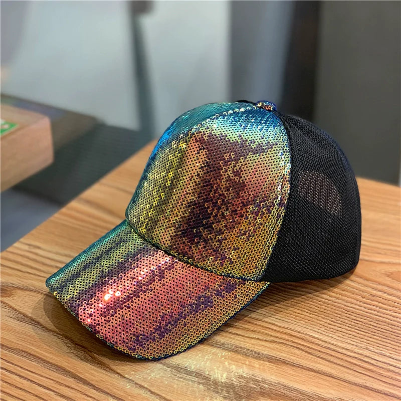 Women's glitter head mesh breathable summer cap (AZAD)