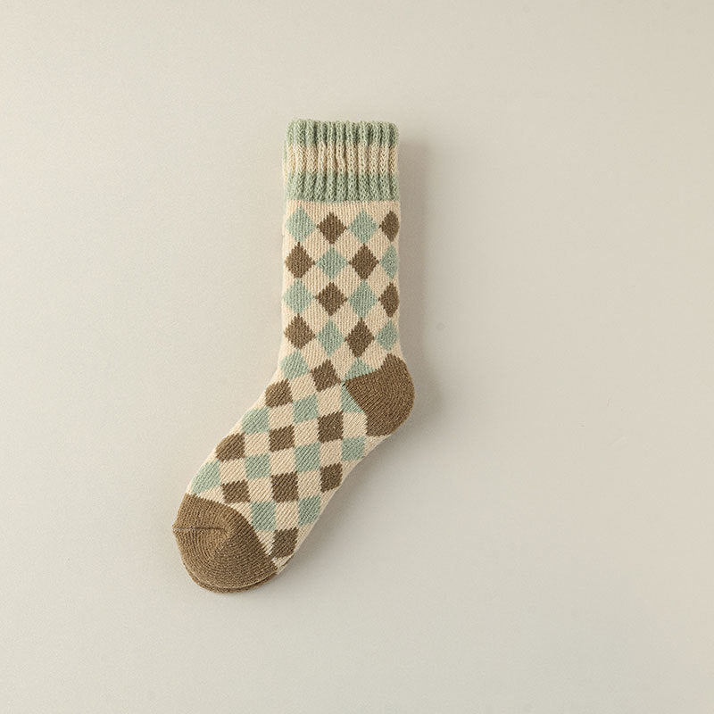 Winter women's mid-rise casual thickened terry socks