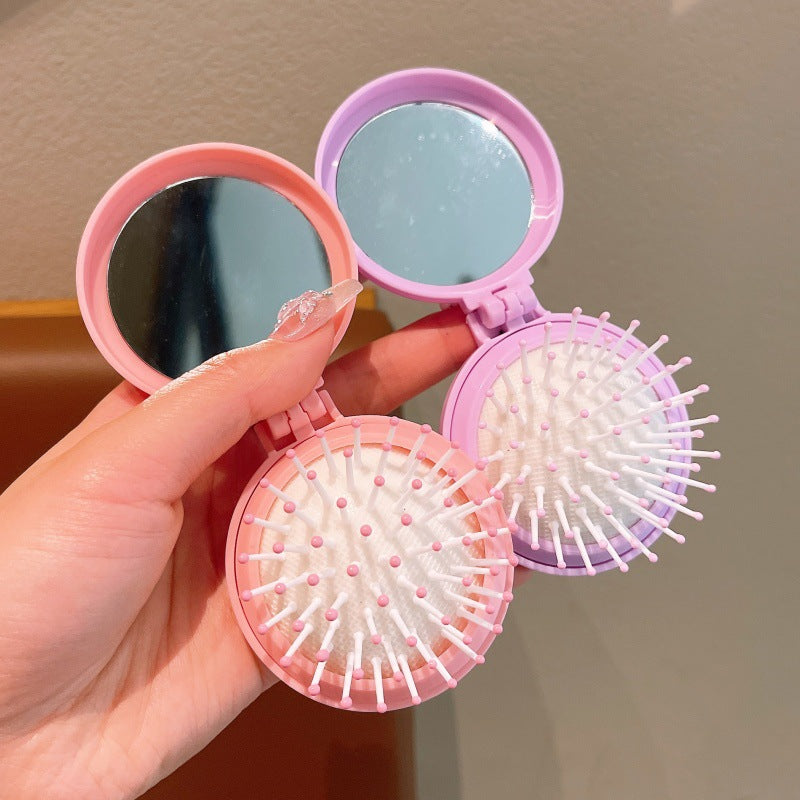 Children's Folding Air Cushion Mini Massage Comb With Mirror