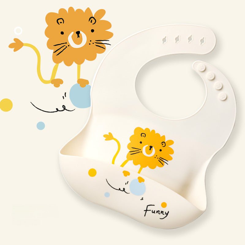 Waterproof Thin Children's Silicone Bibs with Food Pocket