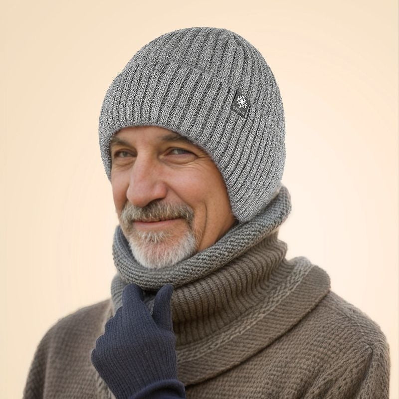 Winter wool knitted thickened warm outdoor elderly fleece hats