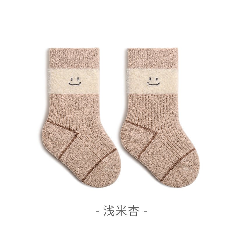 Winter Thick Velvet Warm Cute Smiley Design Baby Socks