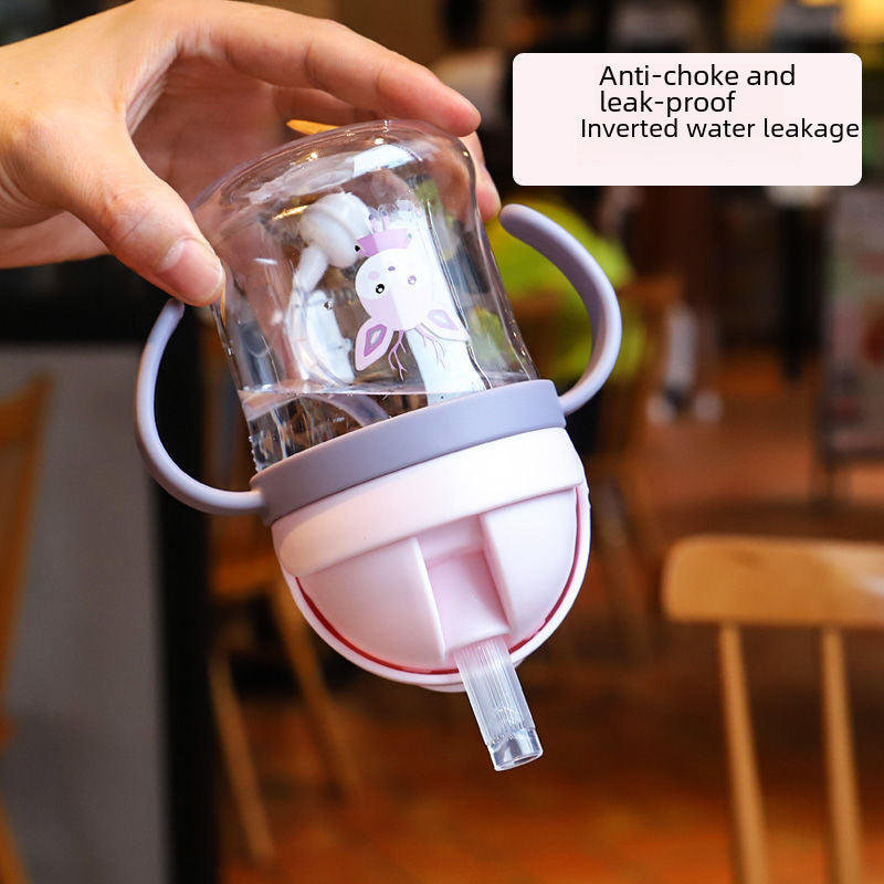 Children's Anti Drop Drinking Bottle Mum Pot with Straw