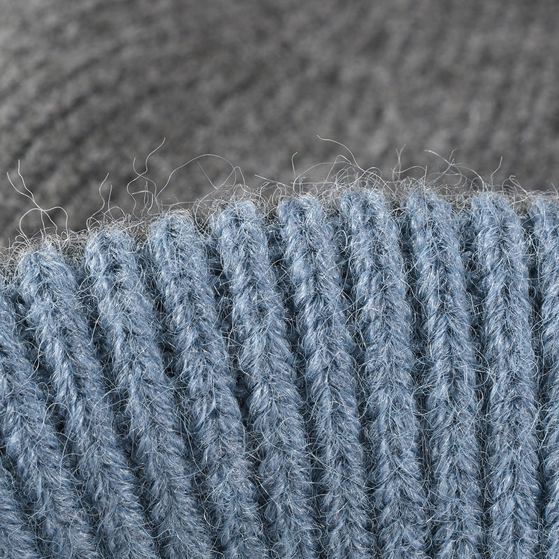 Color-blocked knitted outdoor warm thickened and versatile beanie