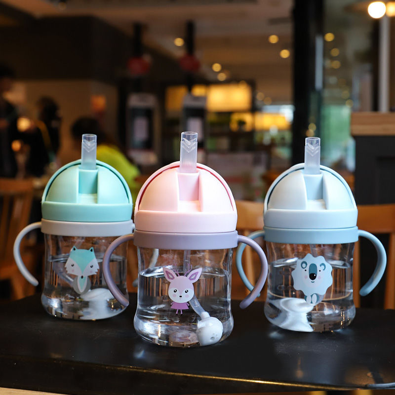 Children's Anti Drop Drinking Bottle Mum Pot with Straw