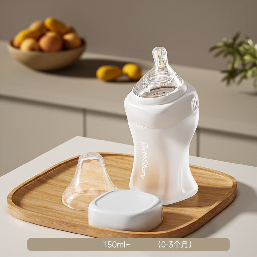 2 in 1 Anti Drop Anti Leak Glass Feeding Bottle and Glass Food Storage Jar for Children