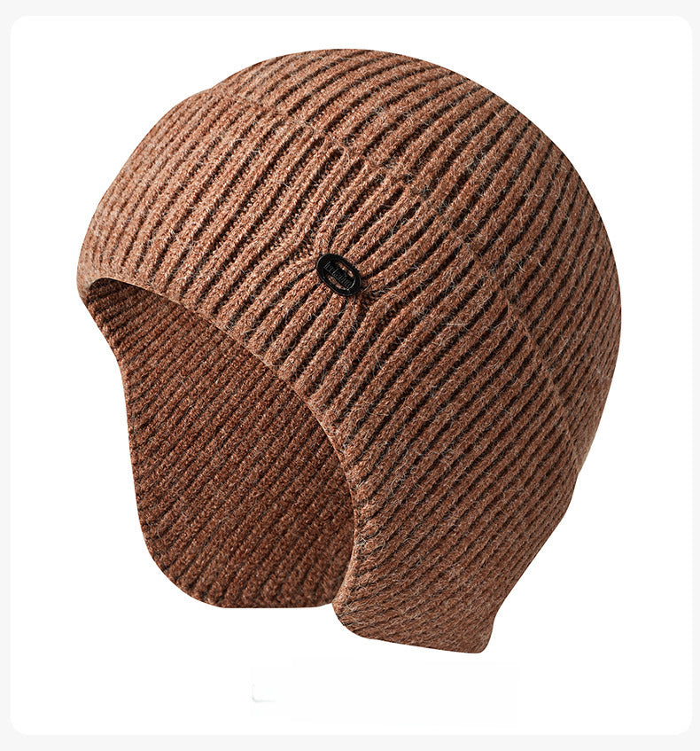 Winter knitted solid color warm ear protection outdoor riding wool hat