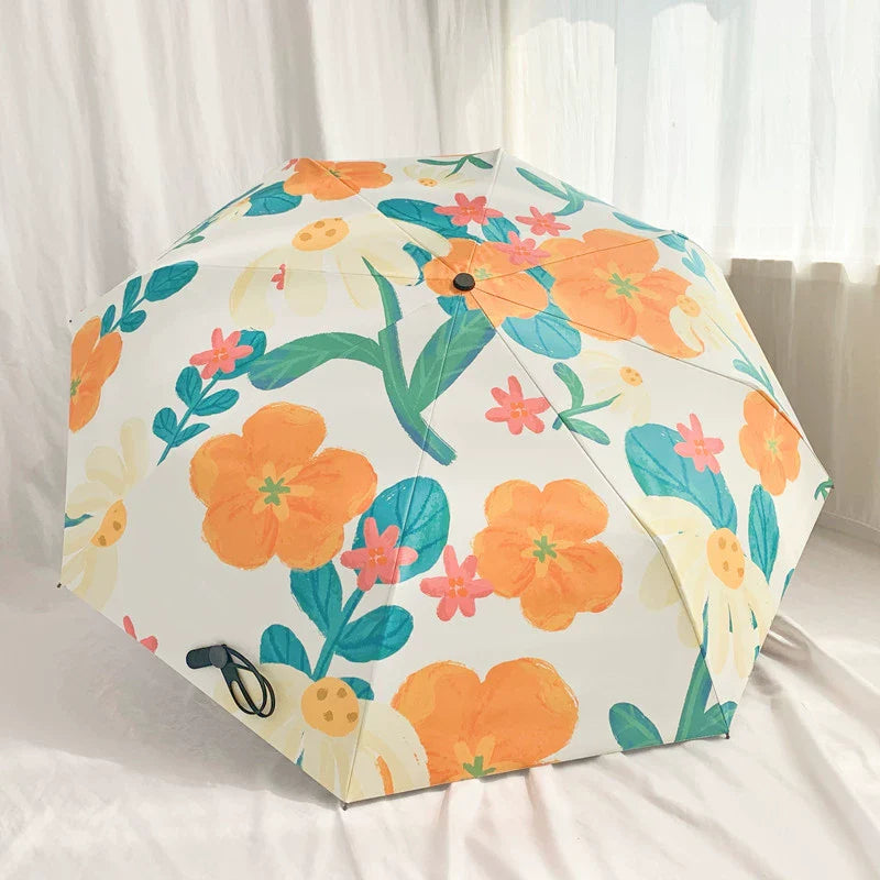 Automatic folding umbrella, oil painting, all-season parasol (ALAUDDIN)