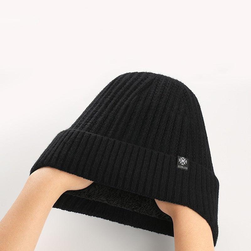 Winter wool knitted thickened warm outdoor elderly fleece hats
