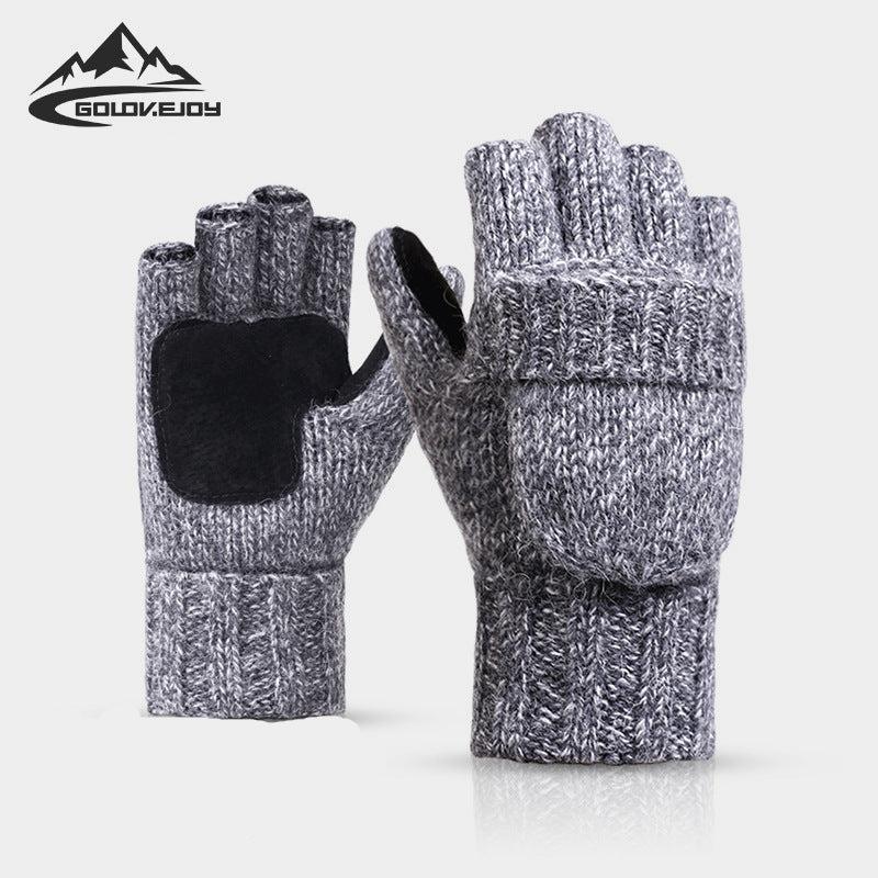 Wool knitted half finger Korean style thickened winter gloves
