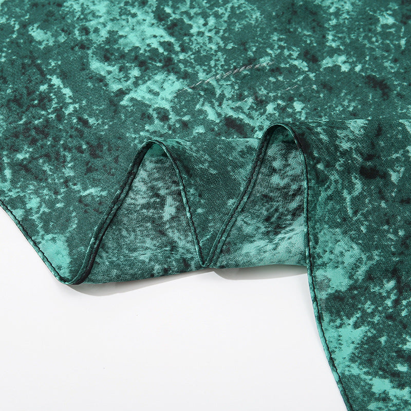 Elegant Design Aquatic Printed Satin Silk Scarf