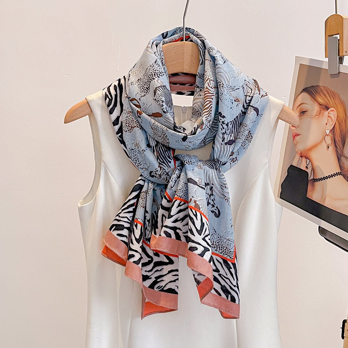 All Season Friendly Both Side Colorful Printed Women's Viscose Scarf
