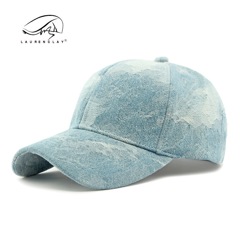 All Season washed denim baseball hard top ethnic jacquard cap