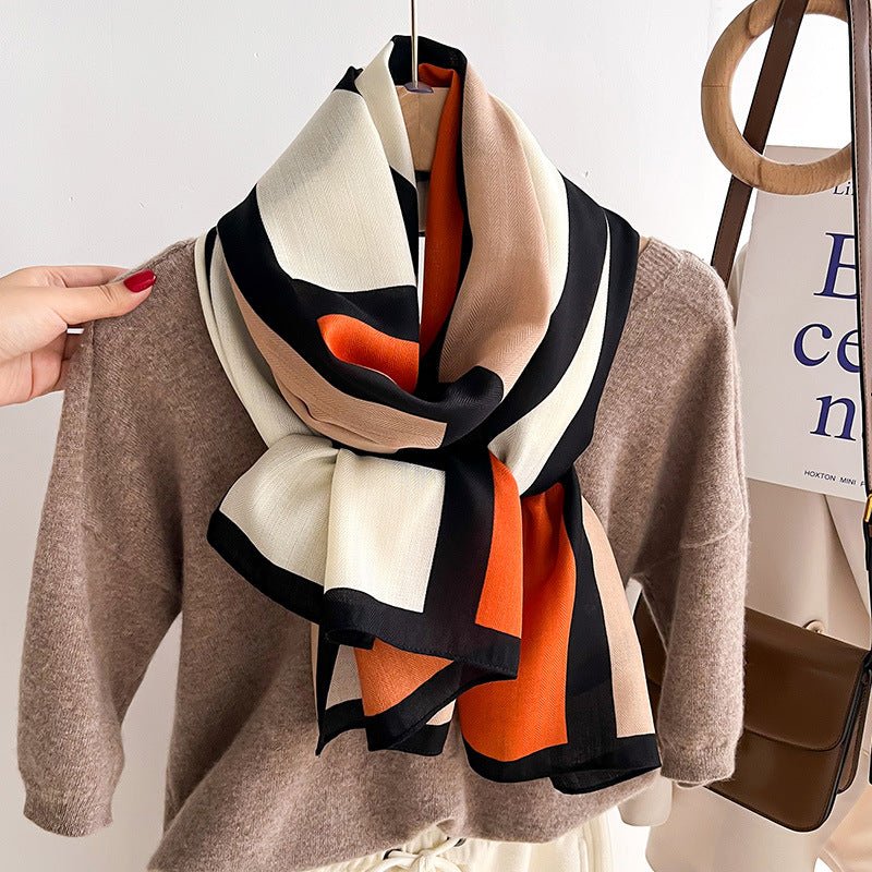 Color Block Pattern Premium Quality Viscose Long Scarf