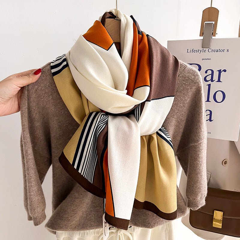 Color-Blocked Comfortable & Luxury Women's Viscose Scarf