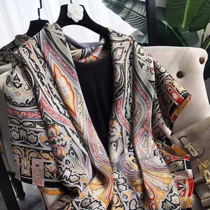 All Season Friendly Traditional Design Satin Silk Scarf