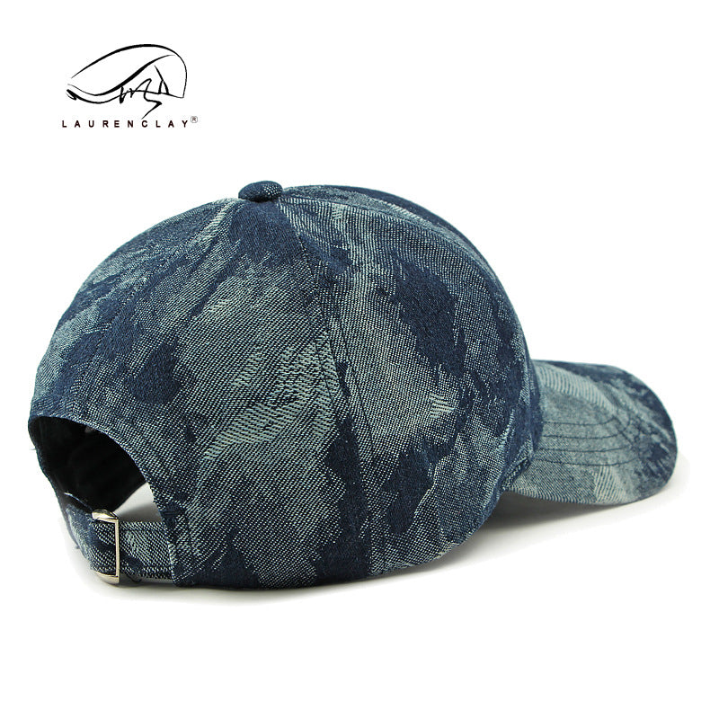 All Season washed denim baseball hard top ethnic jacquard cap