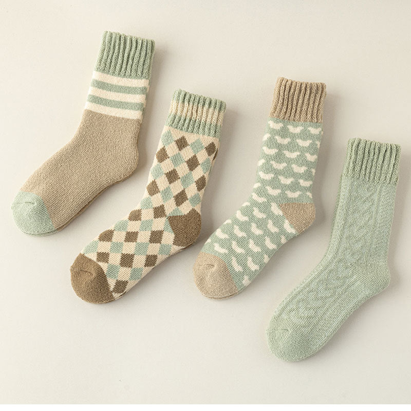 Winter women's mid-rise casual thickened terry socks