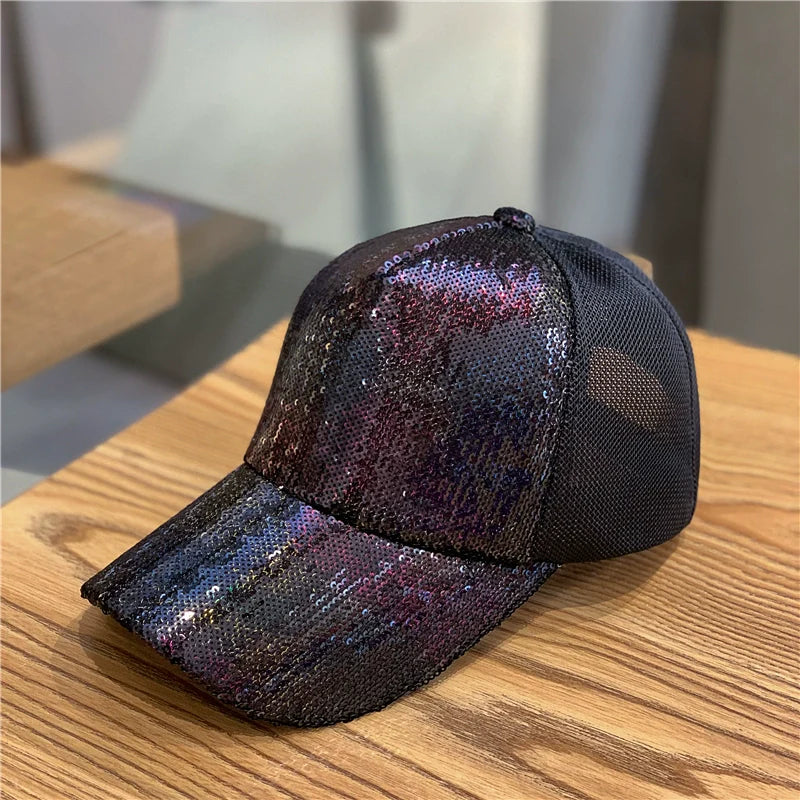 Women's glitter head mesh breathable summer cap (AZAD)
