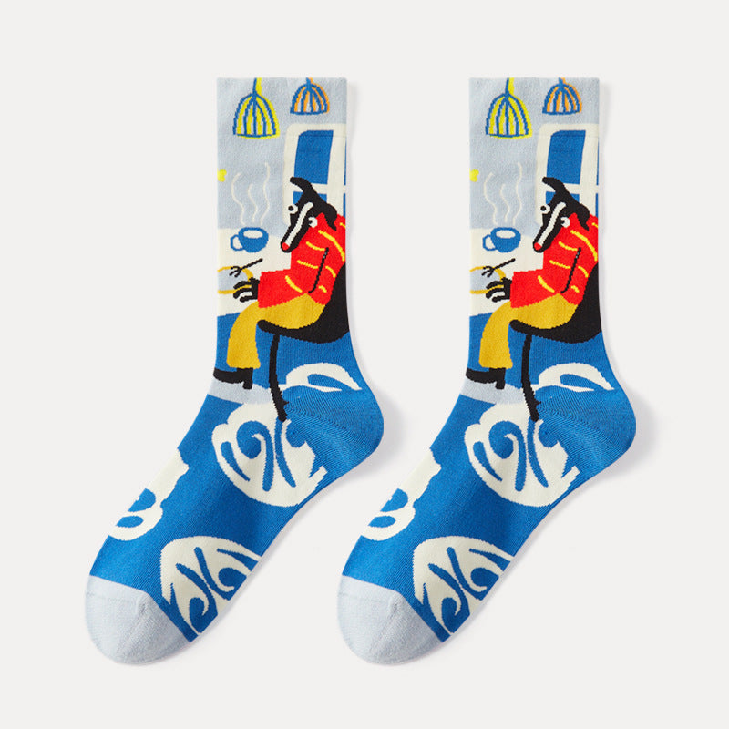 5 Pair set cartoon color trend Autumn and winter socks for men & women
