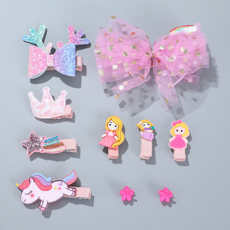 10 Pieces Set Korean Style Cute Little Girl Hair Accessories Headwear Set