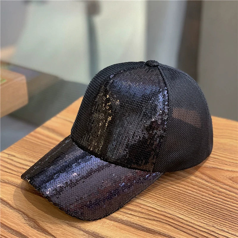 Women's glitter head mesh breathable summer cap (AZAD)