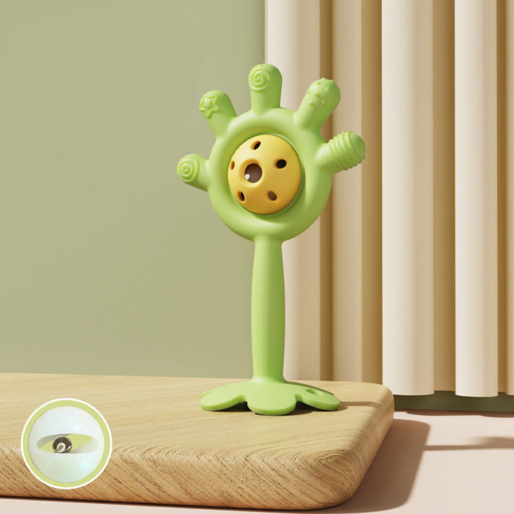 2 in 1 High Quality Silicone Palm Rattle Teether Toy for Babies