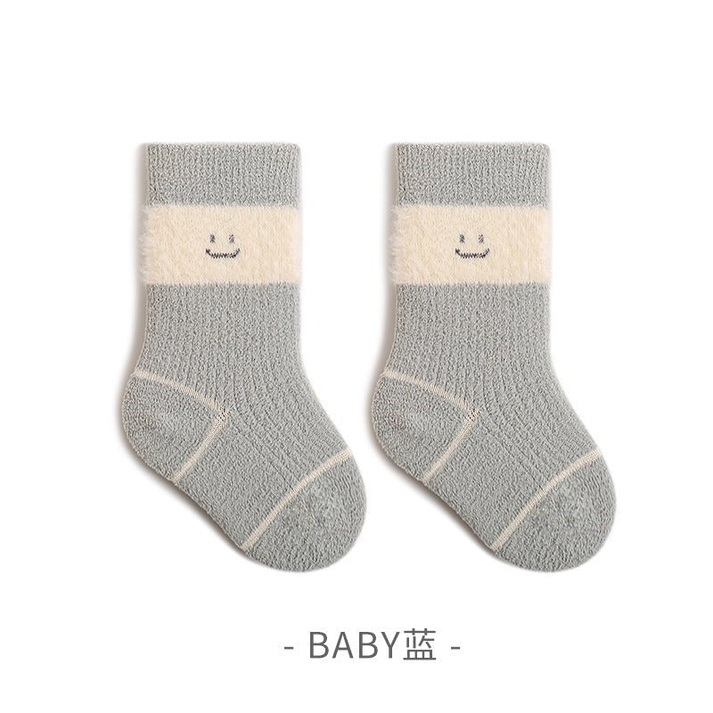 Winter Thick Velvet Warm Cute Smiley Design Baby Socks