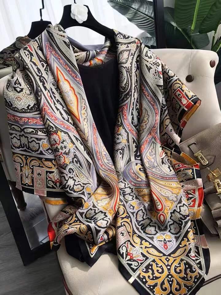 All Season Friendly Traditional Design Satin Silk Scarf