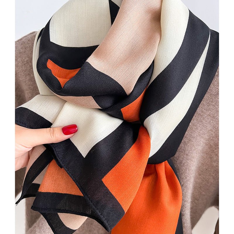 Color Block Pattern Premium Quality Viscose Long Scarf