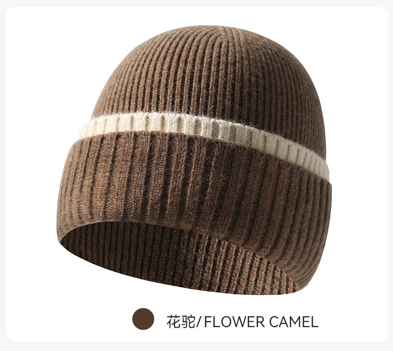 Yarn knitted winter men's and women's thickened beanie hat