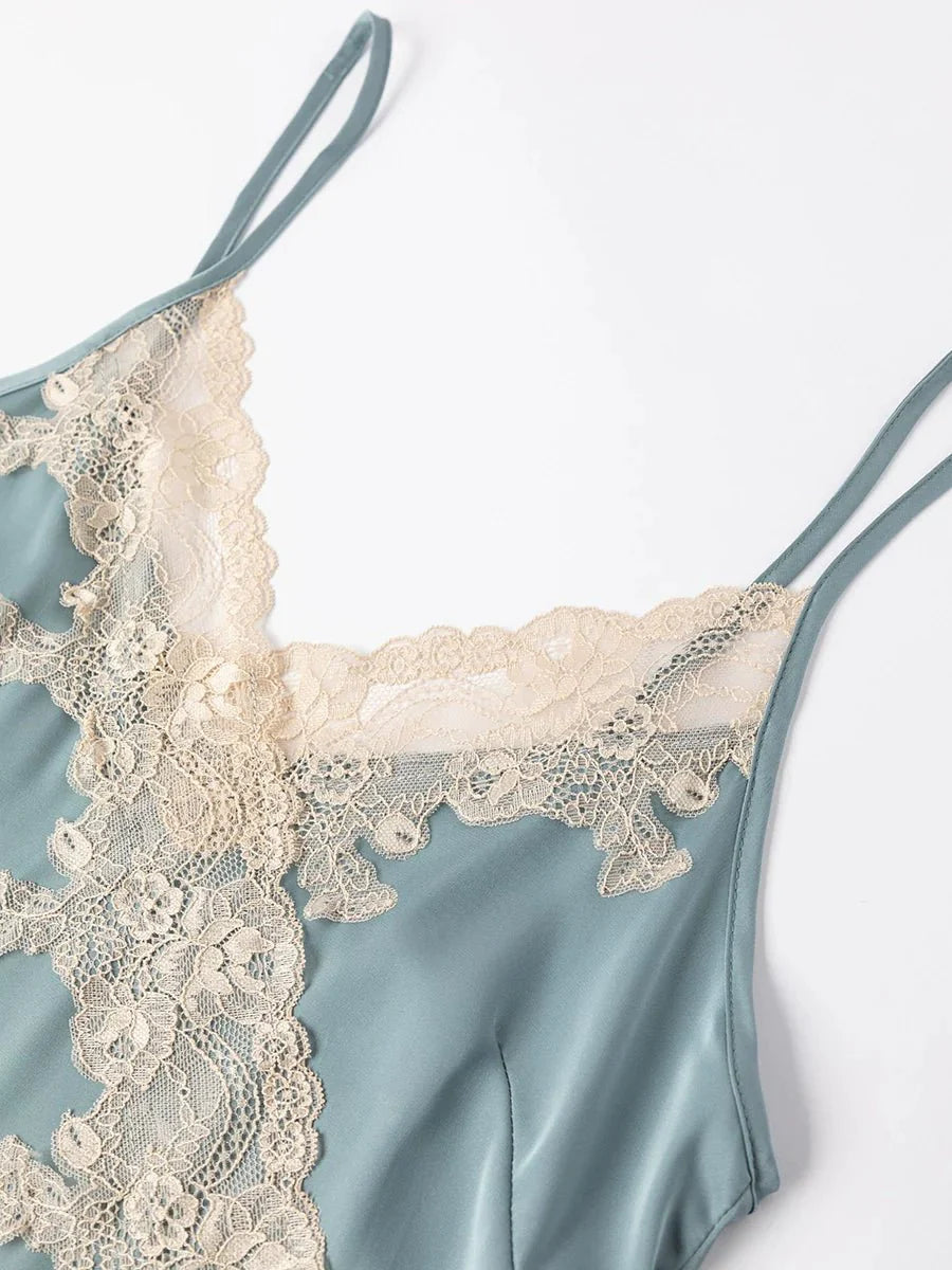 Women's spring summer ice silk Sleeve less thin suspender two-piece set