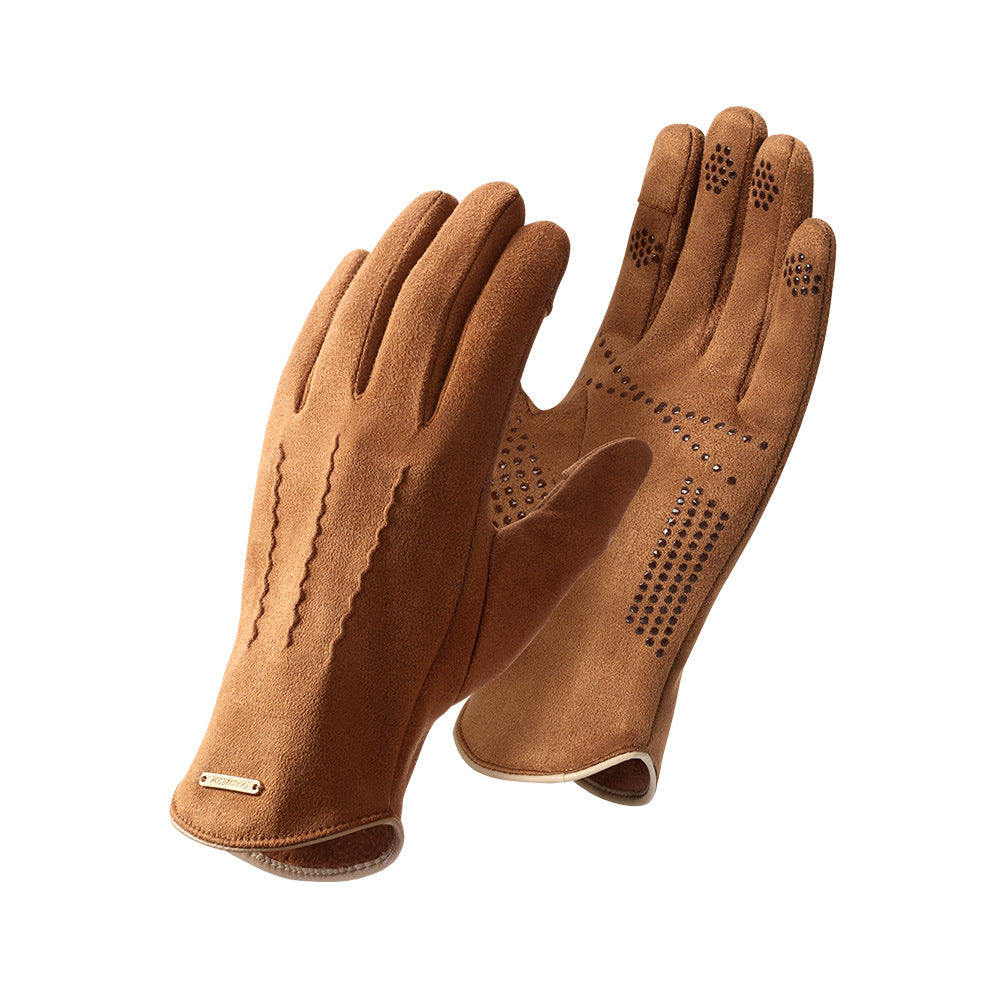 Autumn and Winter Outdoor Anti Slip Thickened Suede Made Winter Gloves