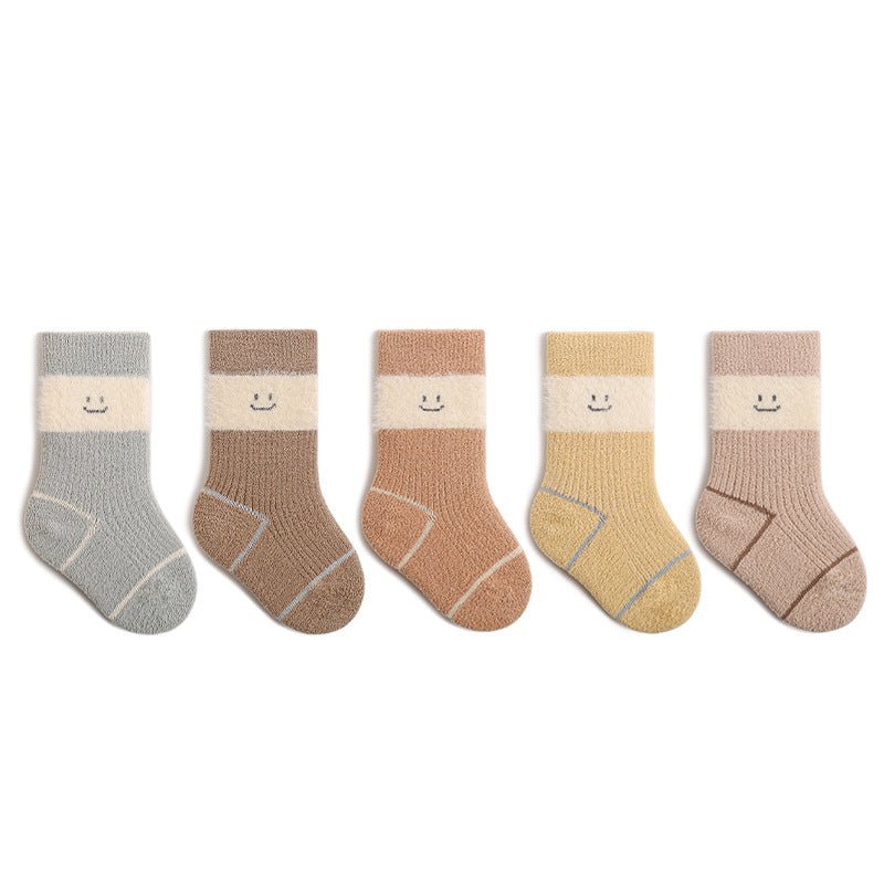 Winter Thick Velvet Warm Cute Smiley Design Baby Socks