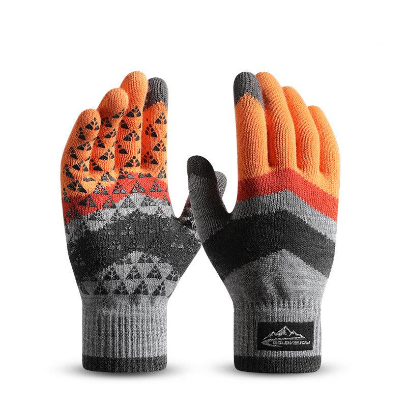 Winter Knitted Warm Fleece Outdoor Cycling Anti Slip Woolen Gloves
