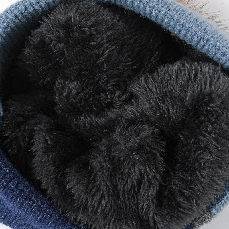 Color-blocked knitted outdoor warm thickened and versatile beanie