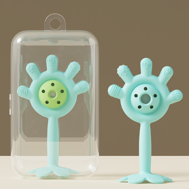 2 in 1 High Quality Silicone Palm Rattle Teether Toy for Babies