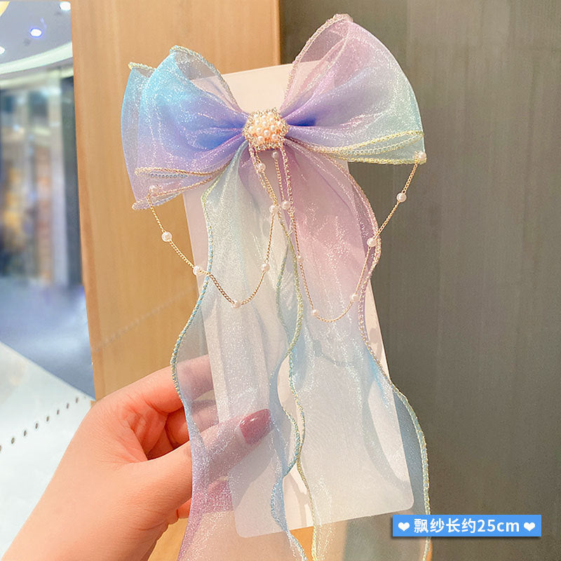 Children's Cute little Girl Rainbow Bow Braided Hairpins
