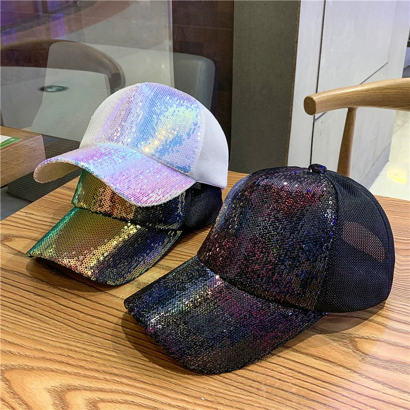 Women's glitter head mesh breathable summer cap (AZAD)