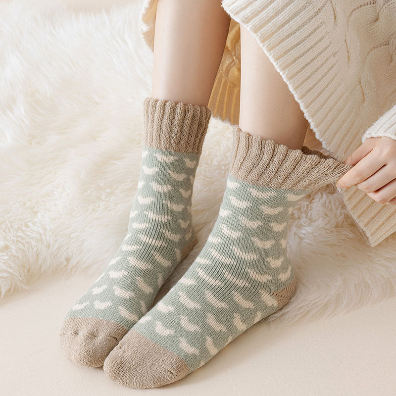 Winter women's mid-rise casual thickened terry socks