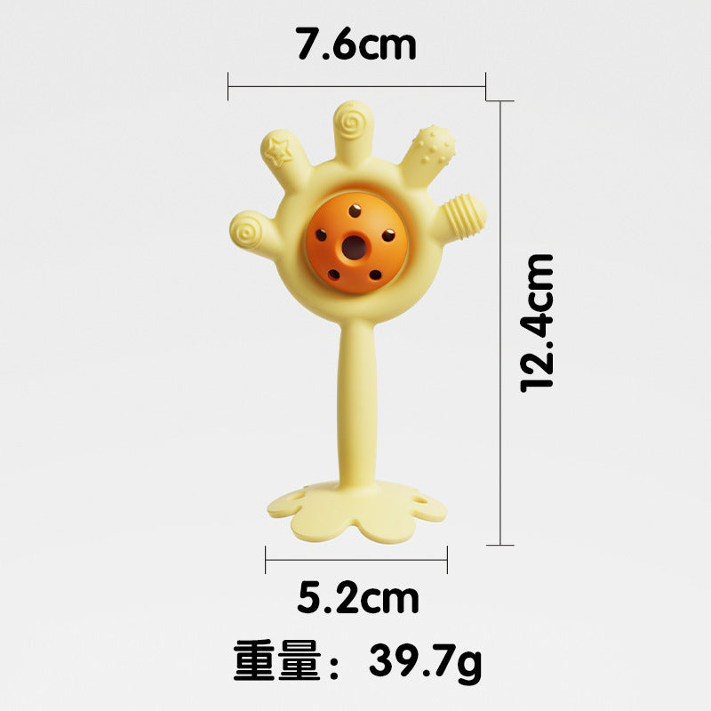 2 in 1 High Quality Silicone Palm Rattle Teether Toy for Babies