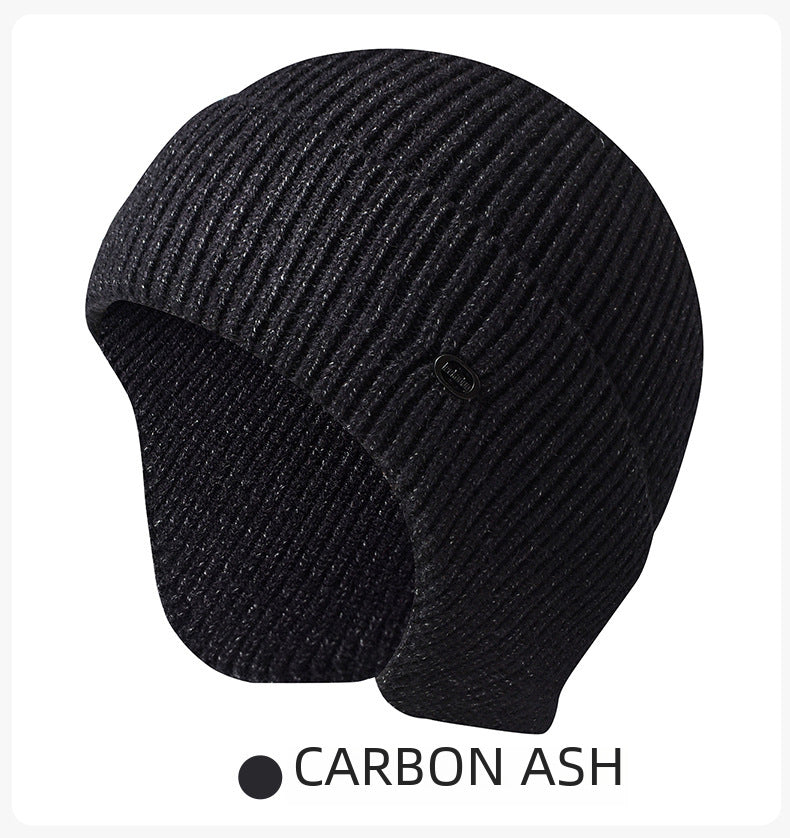 Winter knitted solid color warm ear protection outdoor riding wool hat