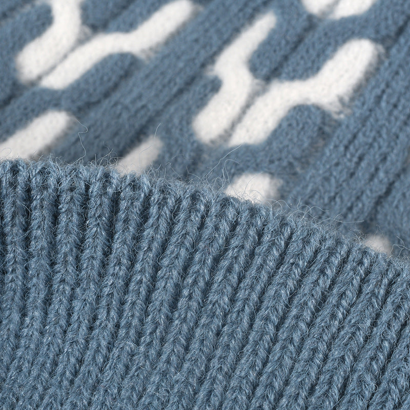 Color-block velvet thickened winter woolen hat
