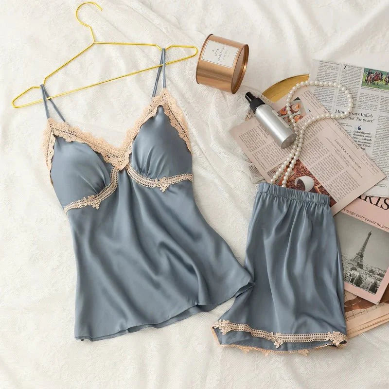 Women's Ice silk summer thin suspender shorts loungewear