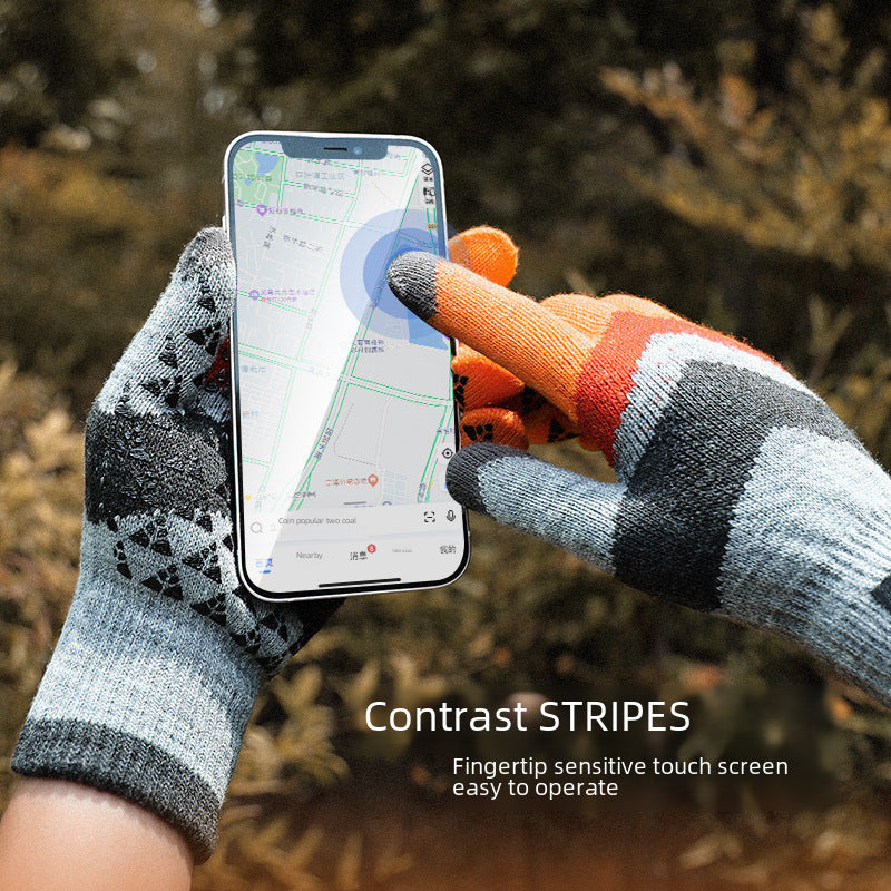 Winter Knitted Warm Fleece Outdoor Cycling Anti Slip Woolen Gloves