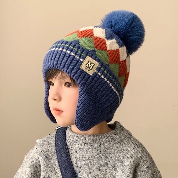 Children's Thick Knitted Woolen Ear Protection Winter Cap